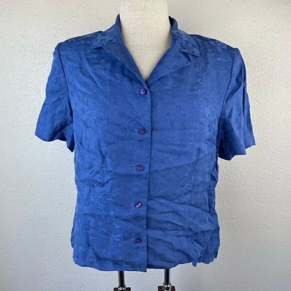 Liz Claiborne Button Down Rayon Top Size 10 EUC